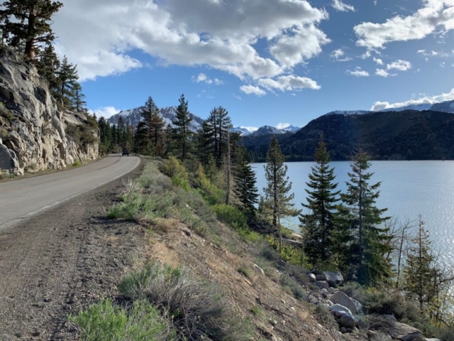 mountain lake aside highway